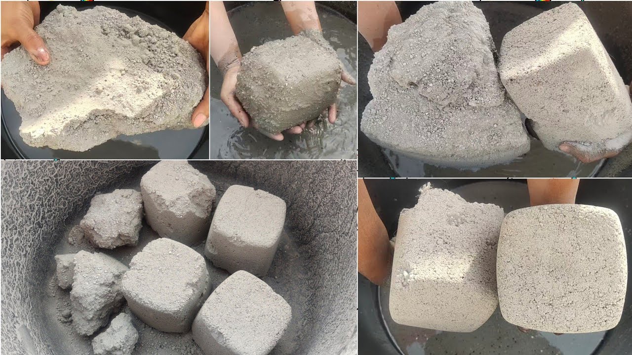 💯 Satisfaction dusty chunks shapes  sand cement dry + water 💦crumbling  asasmr sleepaid