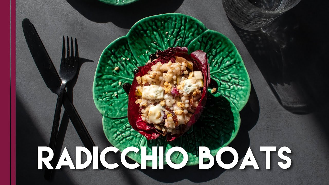 Italian Radicchio Boats with Pearl Couscous, Pear and Gorgonzola