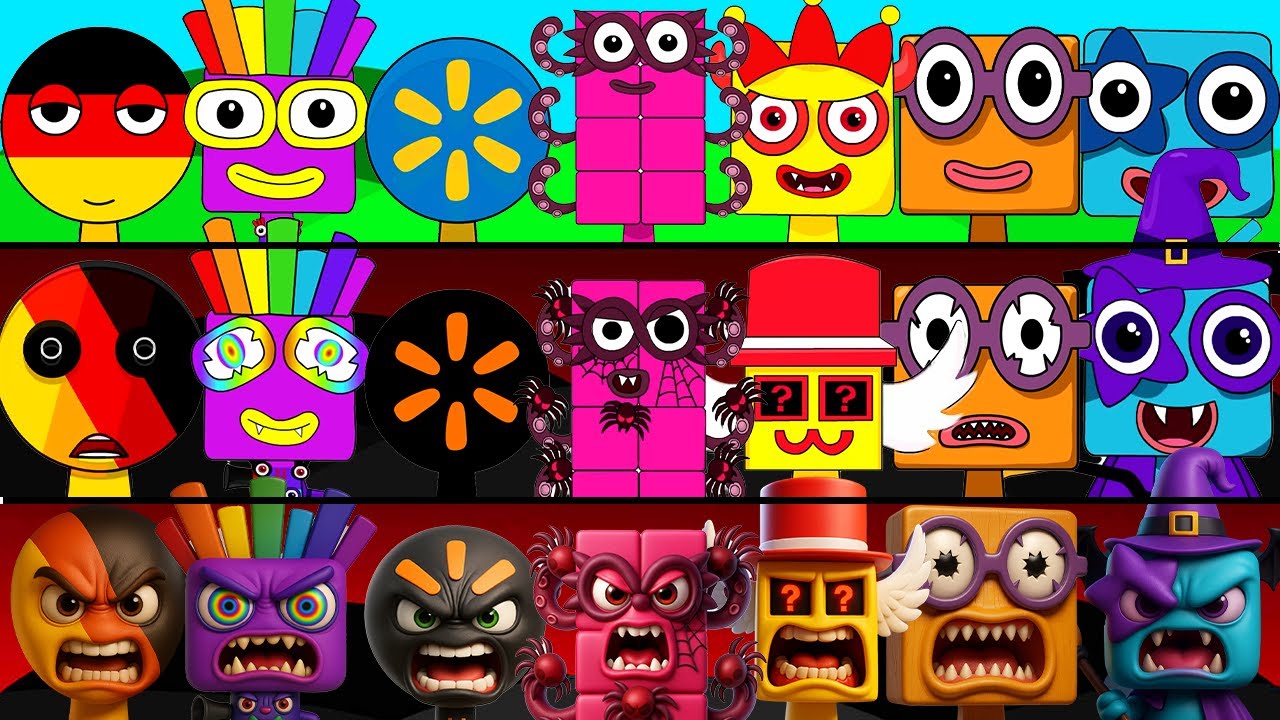 Incredibox Sprunki OC Phase 1 to Phase 3 Two, Three, Six, Eight (Numberblocks), J, Walmart, Germany