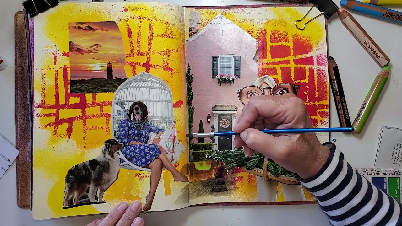 💙Magazine Collage Art Journal Page Using Loud Background