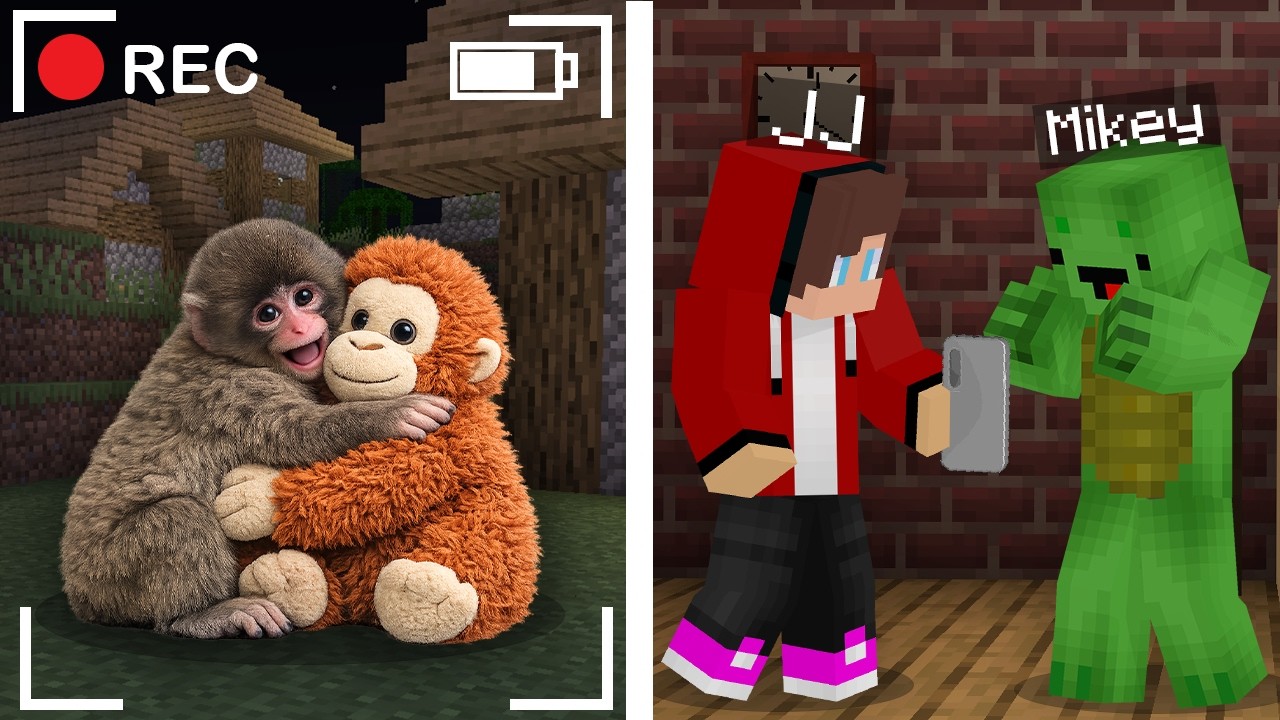 JJ and Mikey Watch The PUNCH on The Cameras in Minecraft !? Maizen