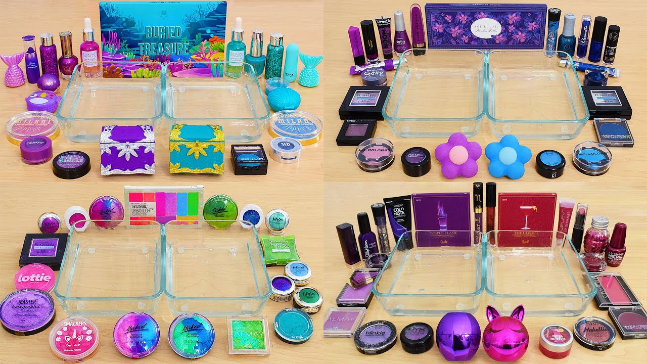Purple vs Compilation - Mixing Makeup Eyeshadow Into Slime ASMR