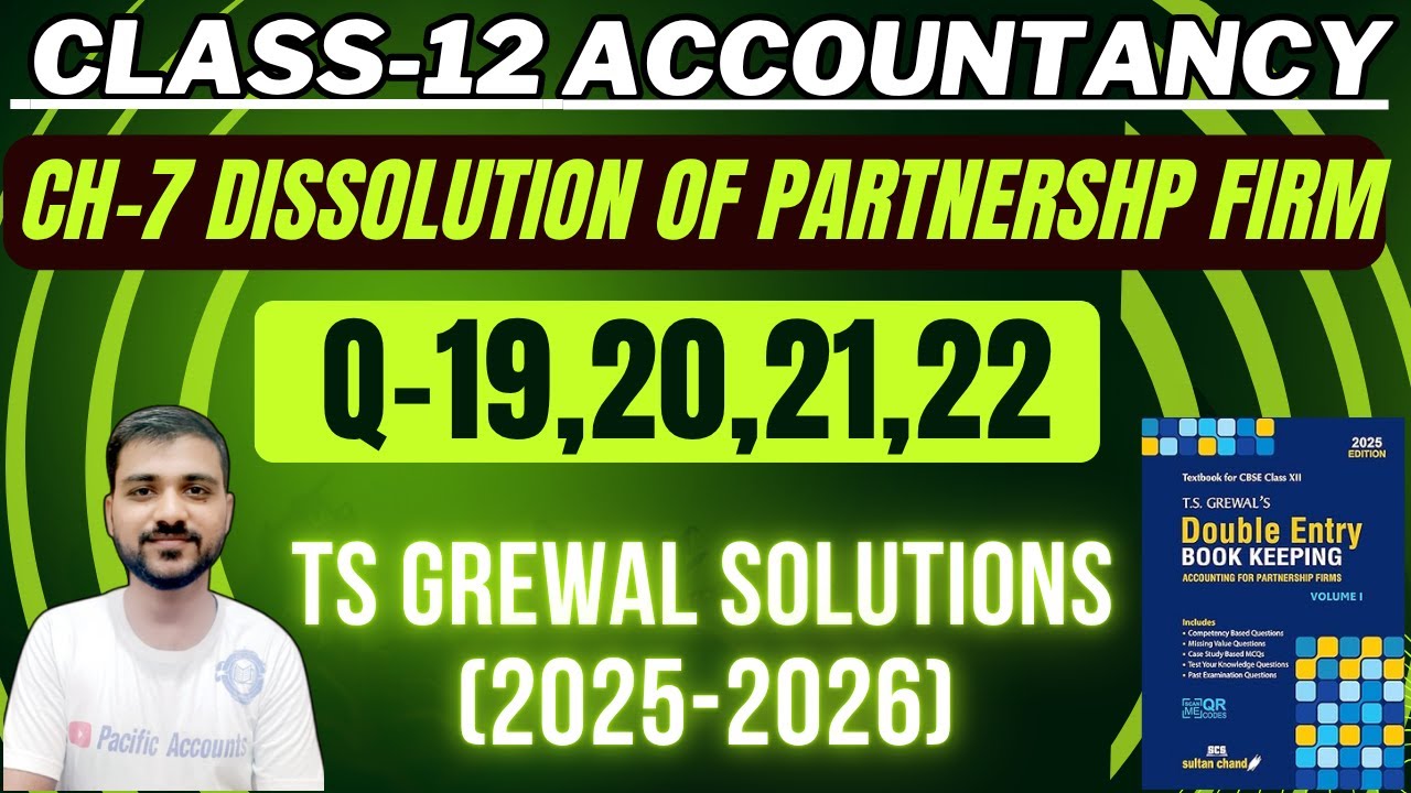 DISSOLUTION OF A PARTNERSHIP FIRM CLASS 12 | ACCOUNTS| TS GREWAL | CH 7 | Q-19,20,21,22 |REALISATION