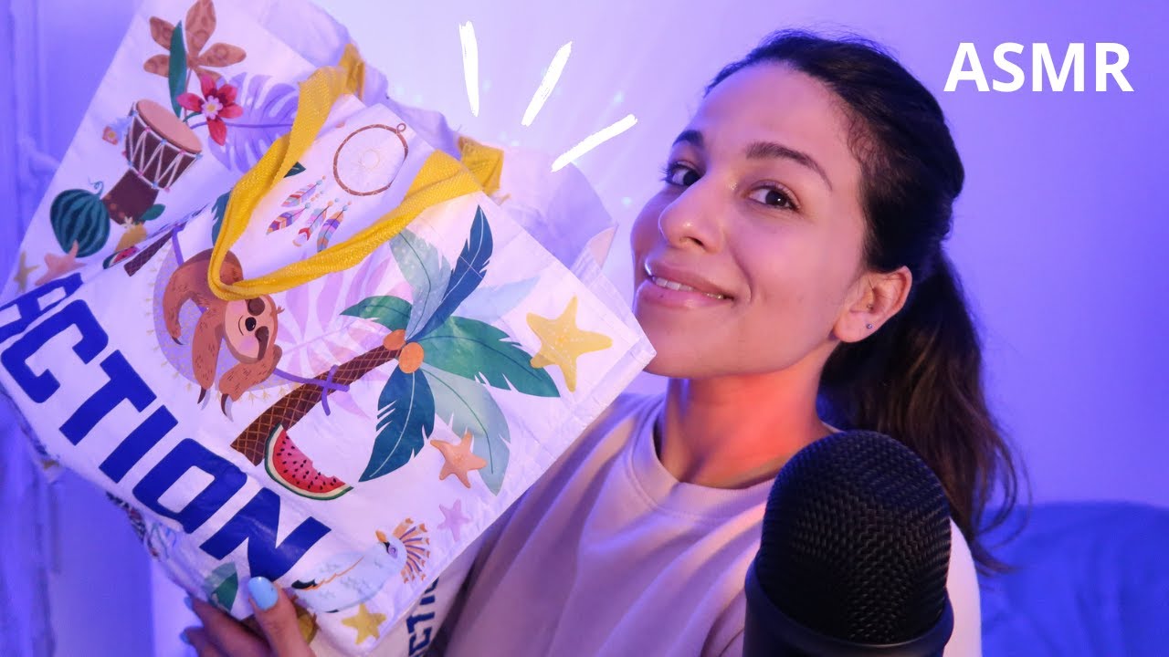 ASMR Haul Action (Nouveaux Déclencheurs) + Tapping relaxant sur mon sac | ASMR pour dormir
