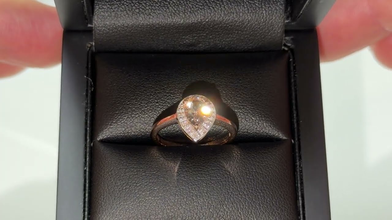 LFRD475RM: Diamond & Pear Shape Morganite Ring 0.61ct. 9k Rose Gold