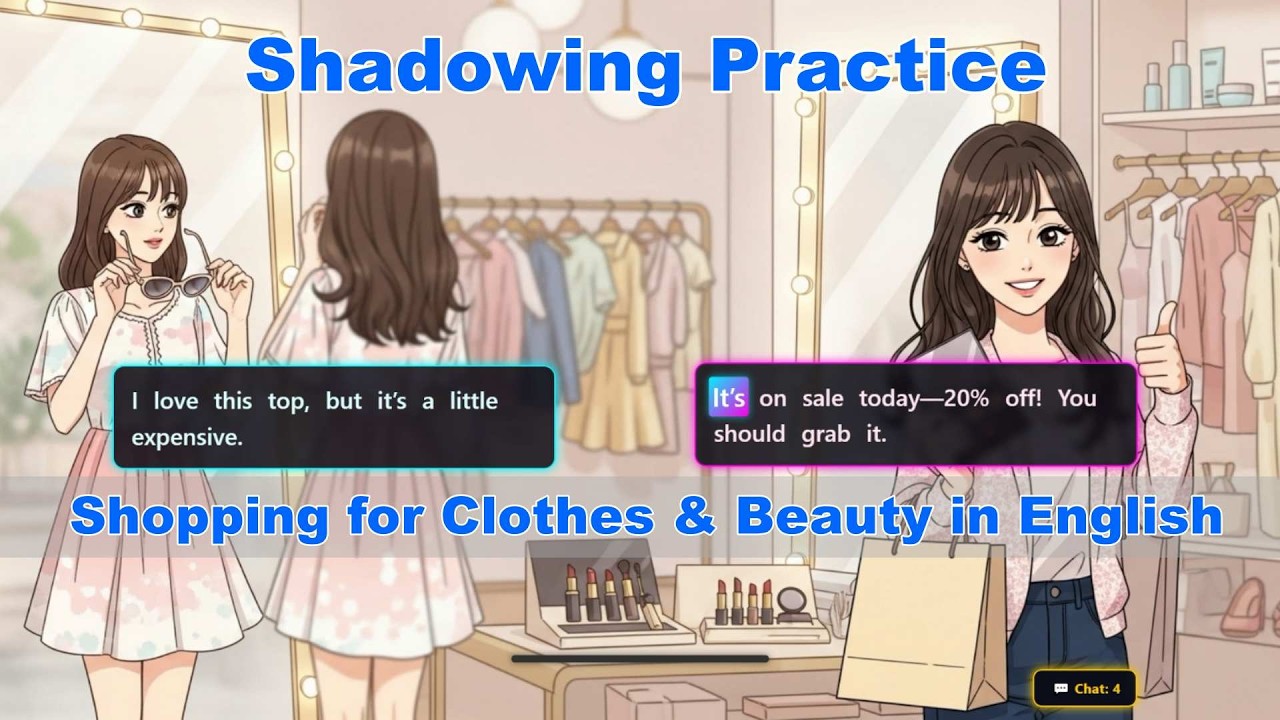 Shadowing English Speaking Practice: Shopping for Clothes & Beauty in English | A2-B1