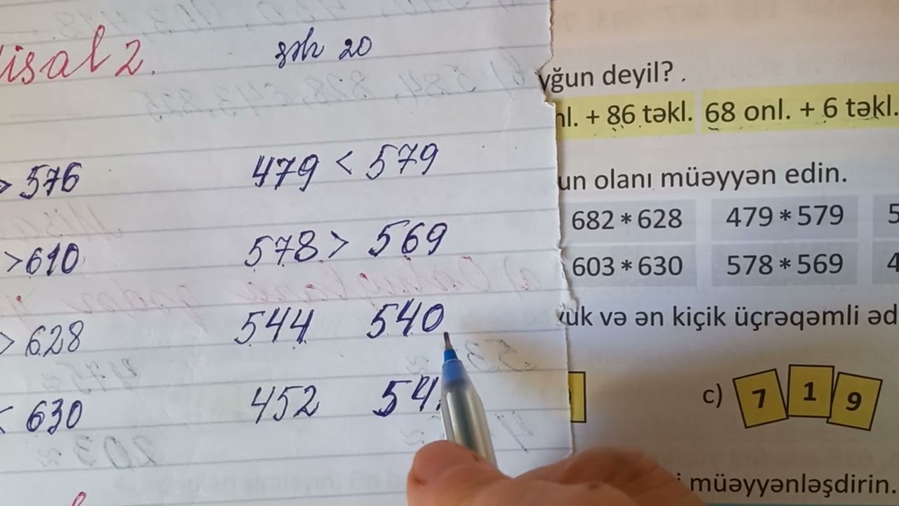 Riyaziyyat 3-cü sinif, 1_ci hissə, səh20