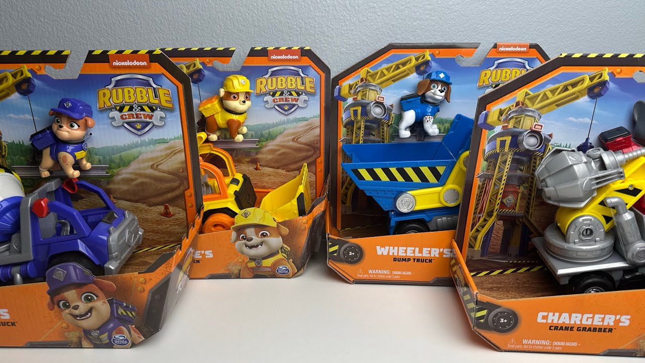 Paw Patrol Toys Unboxing | Rubble and Crew Vehicles | Mix, Wheeler, Rubble and Charger | ASMR