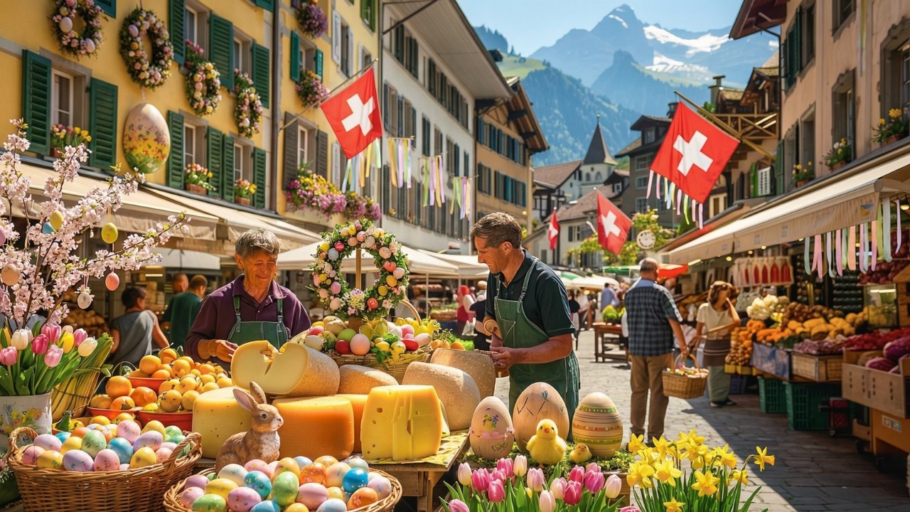 瑞士苏黎🇨🇭世的春日清晨 |2026年复活节农贸市场步行4K