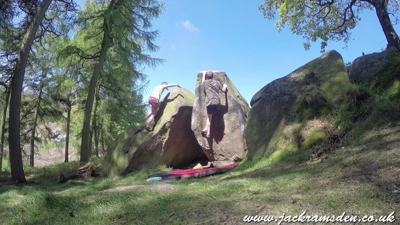 Jack & Harvey bouldering at Cratcliffe