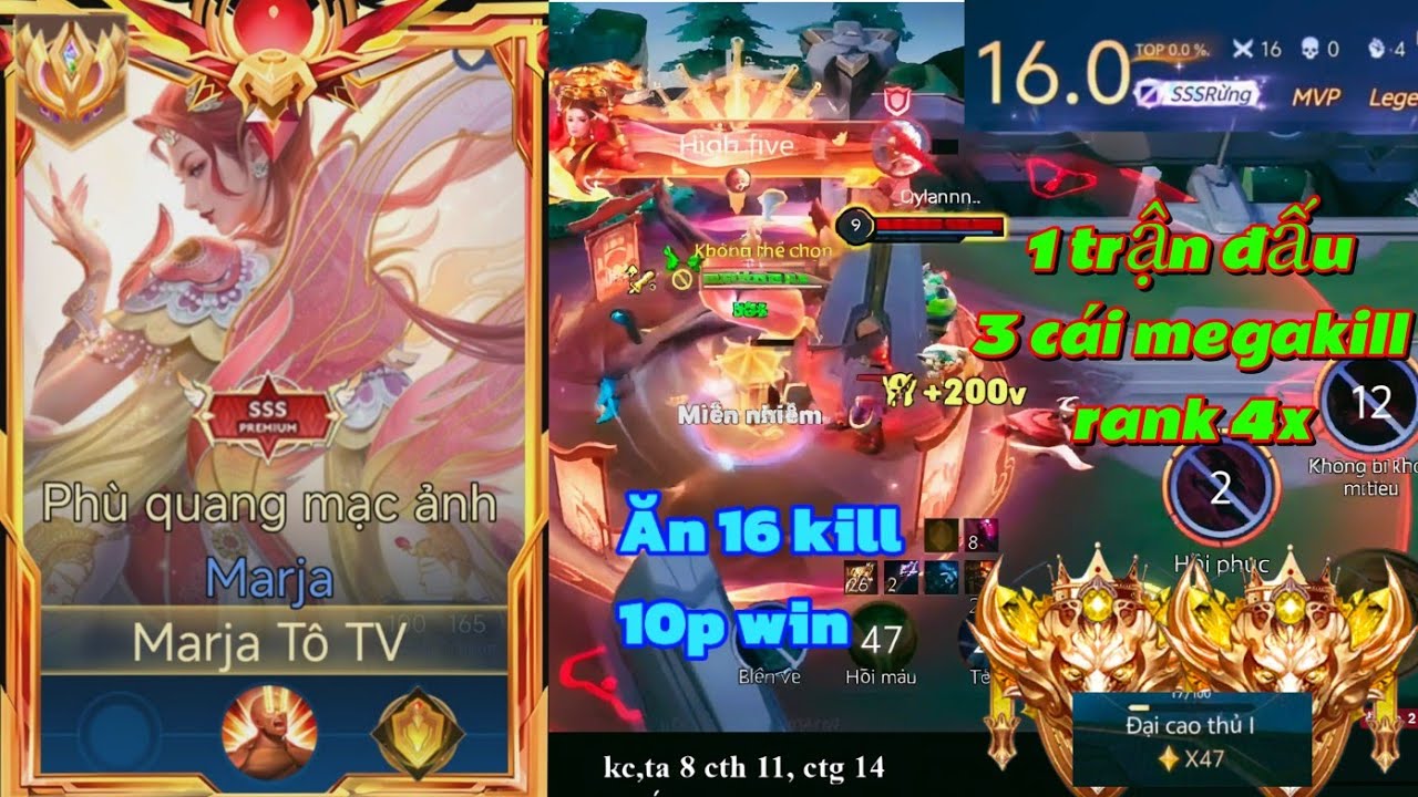 Marja đi làm nhẹ 3 cái megakill cùng lúc và chuỗi thắng 18 quá hay và mán nhãn #liênquânmobile #game