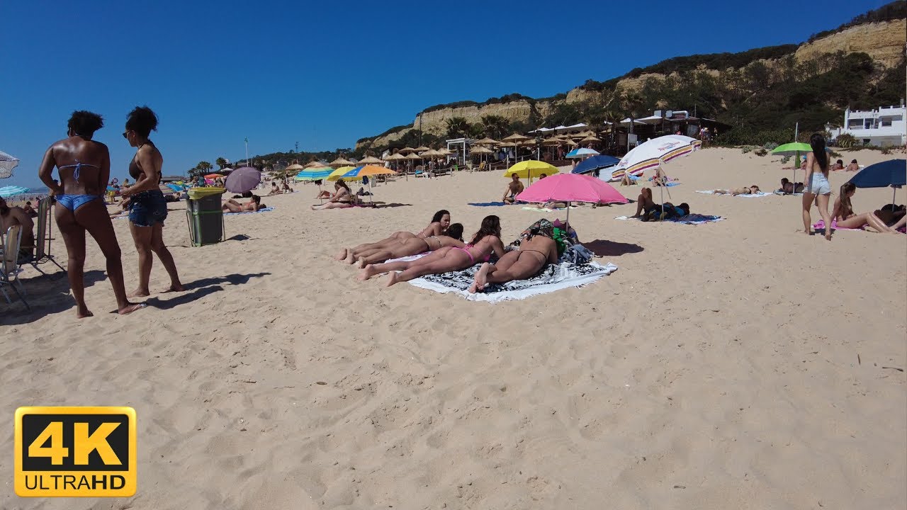 4K Beach Walk Praia Fonte da Telha - Almada Beaches Portugal 2022