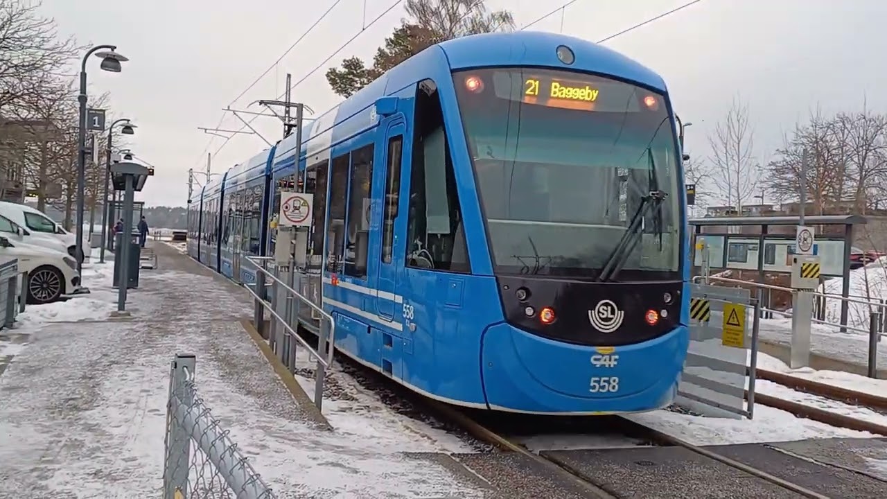 Winter Tram Action in Stockholm.