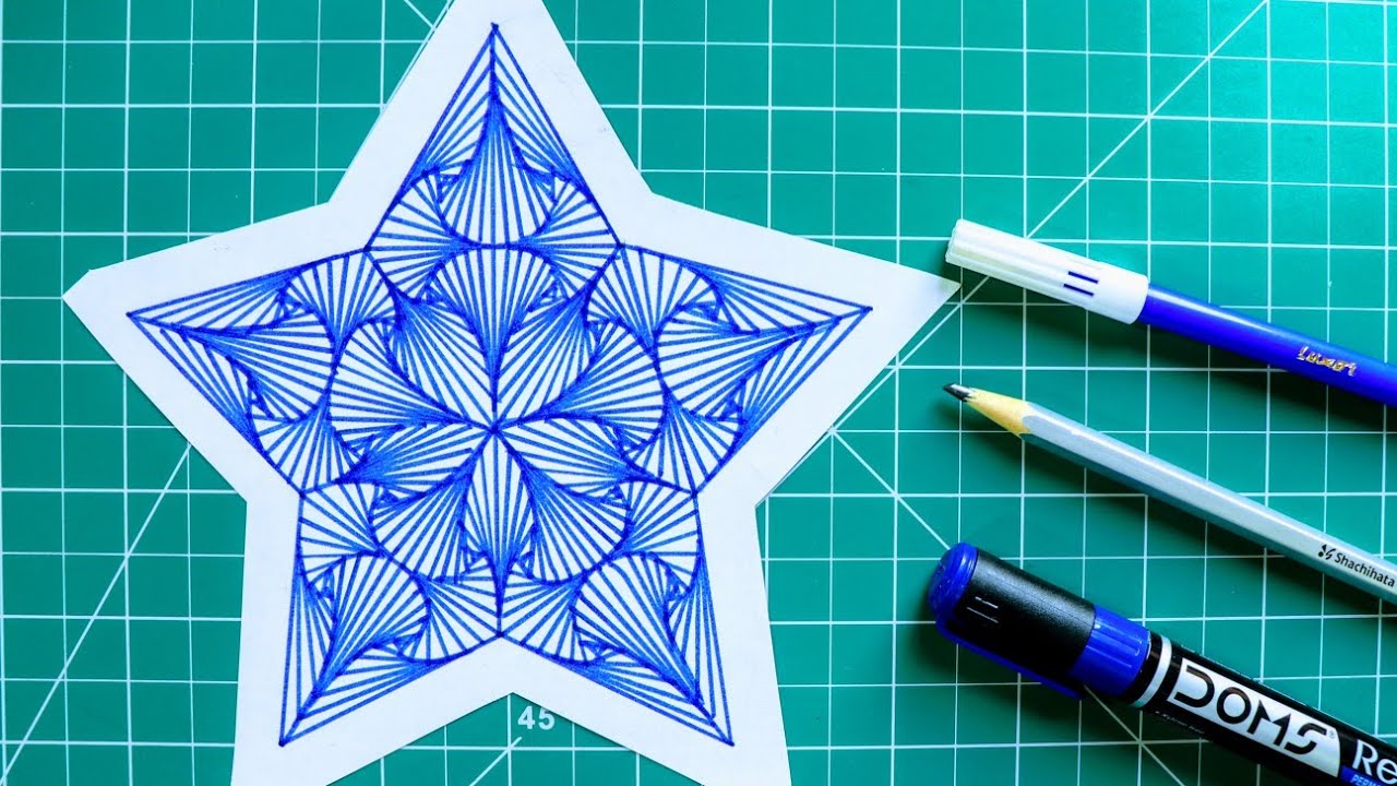 HOW TO DRAW SINGLE PATTERN DESIGN | DESIGN 15 | SIMPLE GEOMETRIC DESIGN/RAINBOW ART