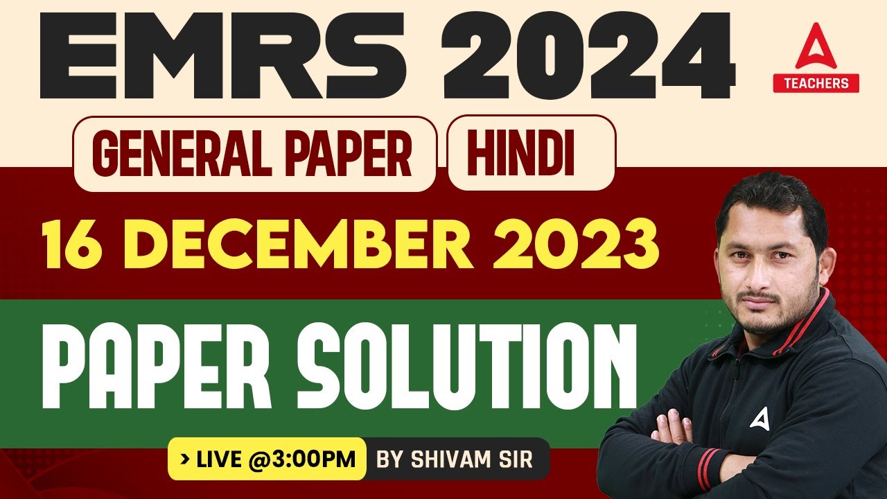 EMRS General Hindi Previous Year Question Paper | EMRS Hindi By Shivam Sir