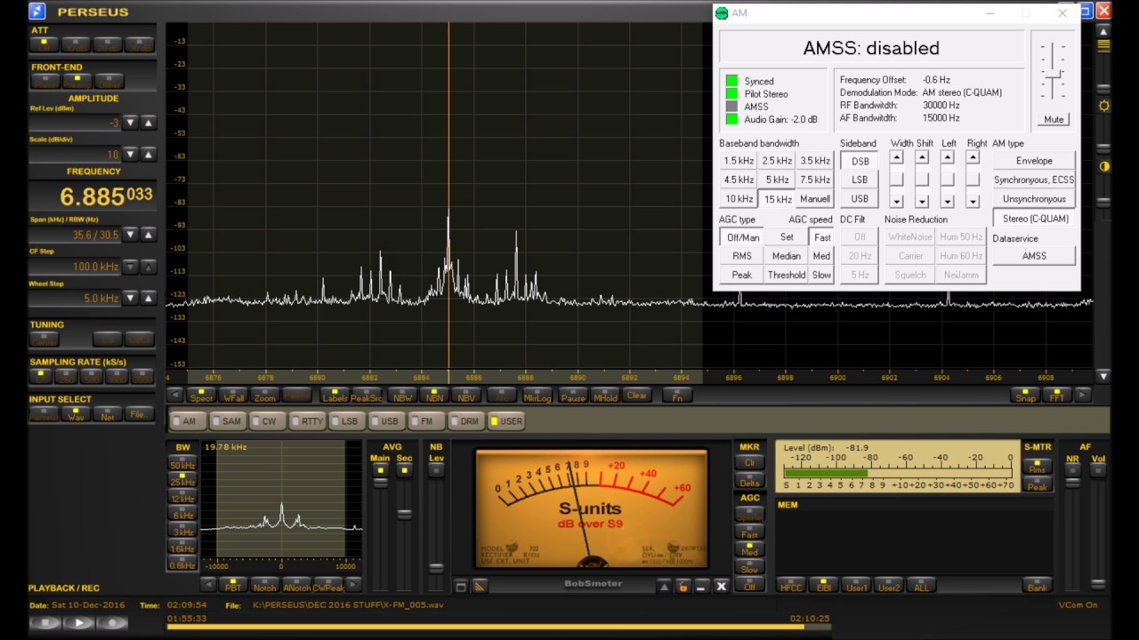 6885 kHz X-FM Shortwave C-QUAM AM Stereo Pirate on Perseus SDR