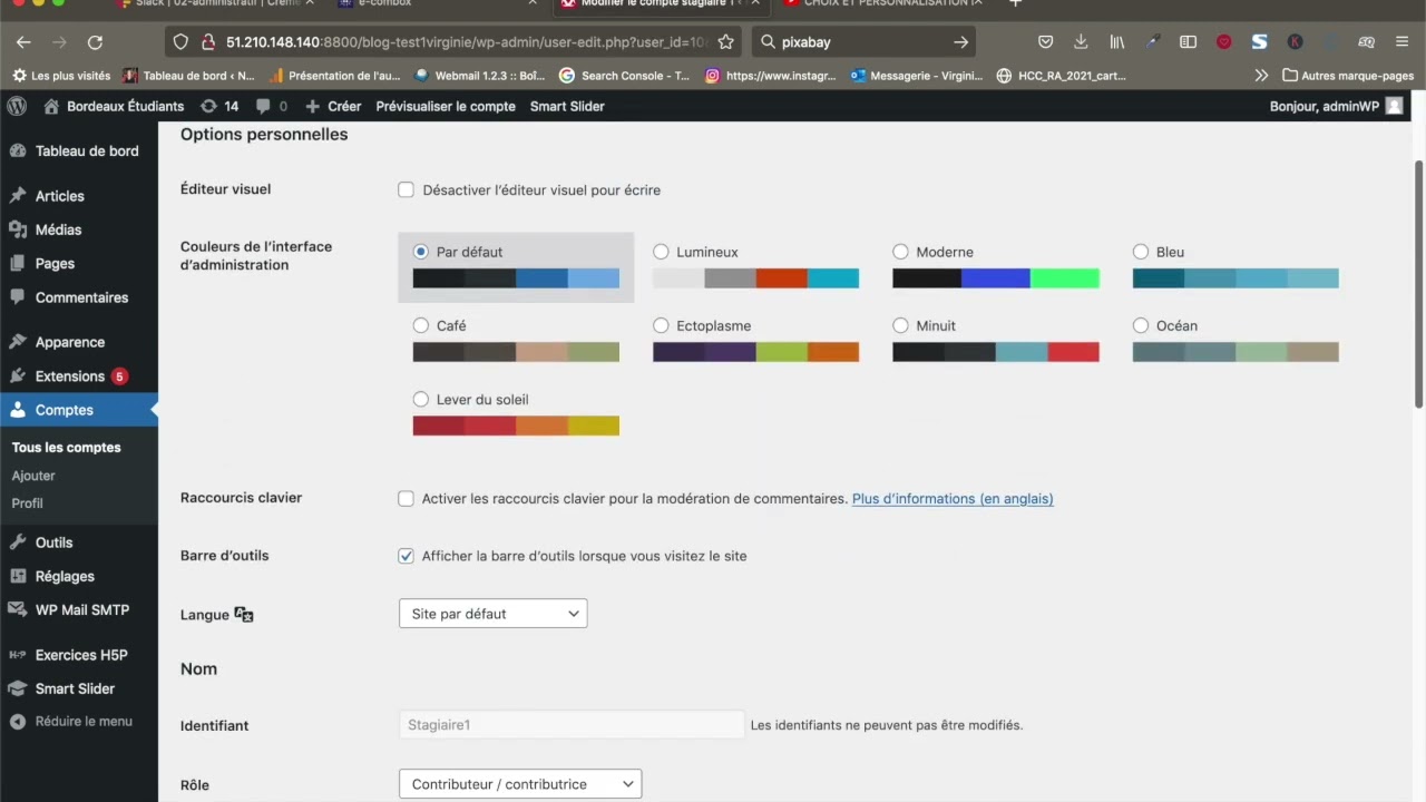 Création et gestion des comptes utilisateurs sur Wordpress.org