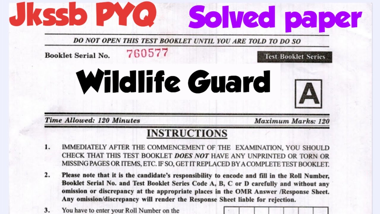 Wildlife Guard solved paper|Jkssb mock test|Last minute revision for Jkssb wildlife Guard|#jkssb|