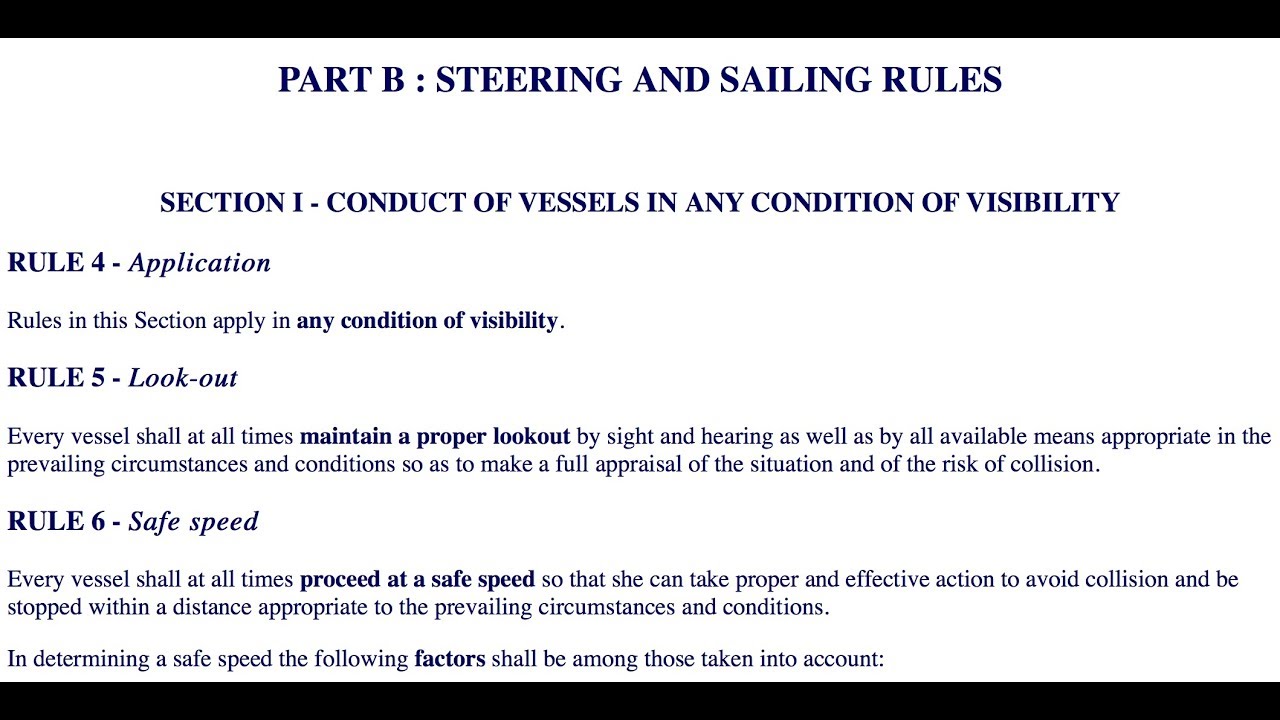 避碰規則研究之四 STEERING AND SAILING RULES