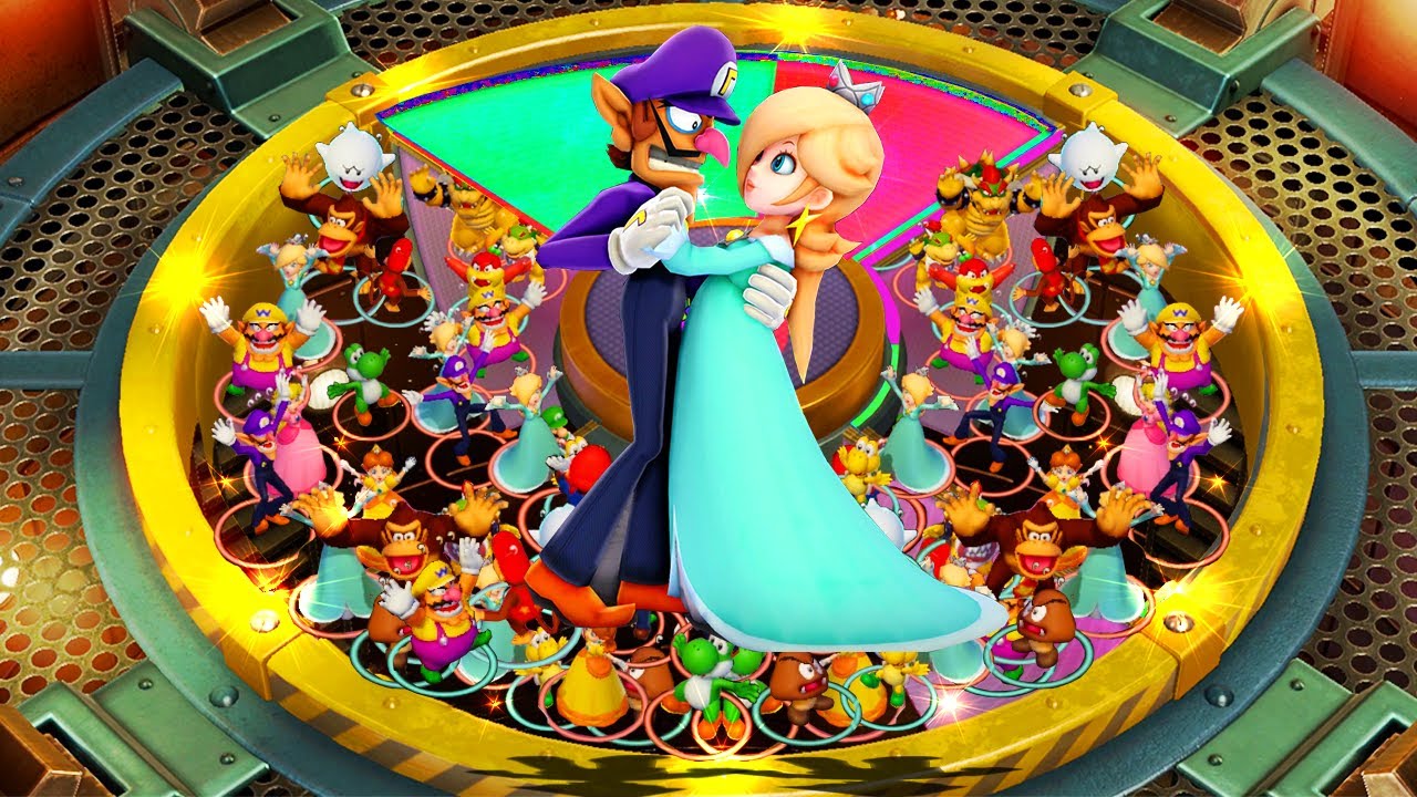 Super Mario Party - Team Minigames - Rosalina and Waluigi vs All Bosses