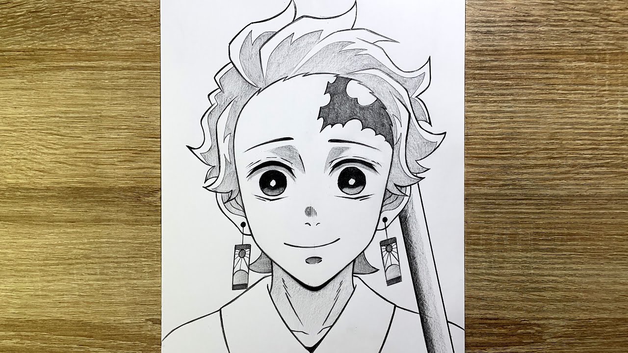 Comment dessiner Tanjiro de Demon Slayer étape par étape | Tutoriel dessin anime facile débutant
