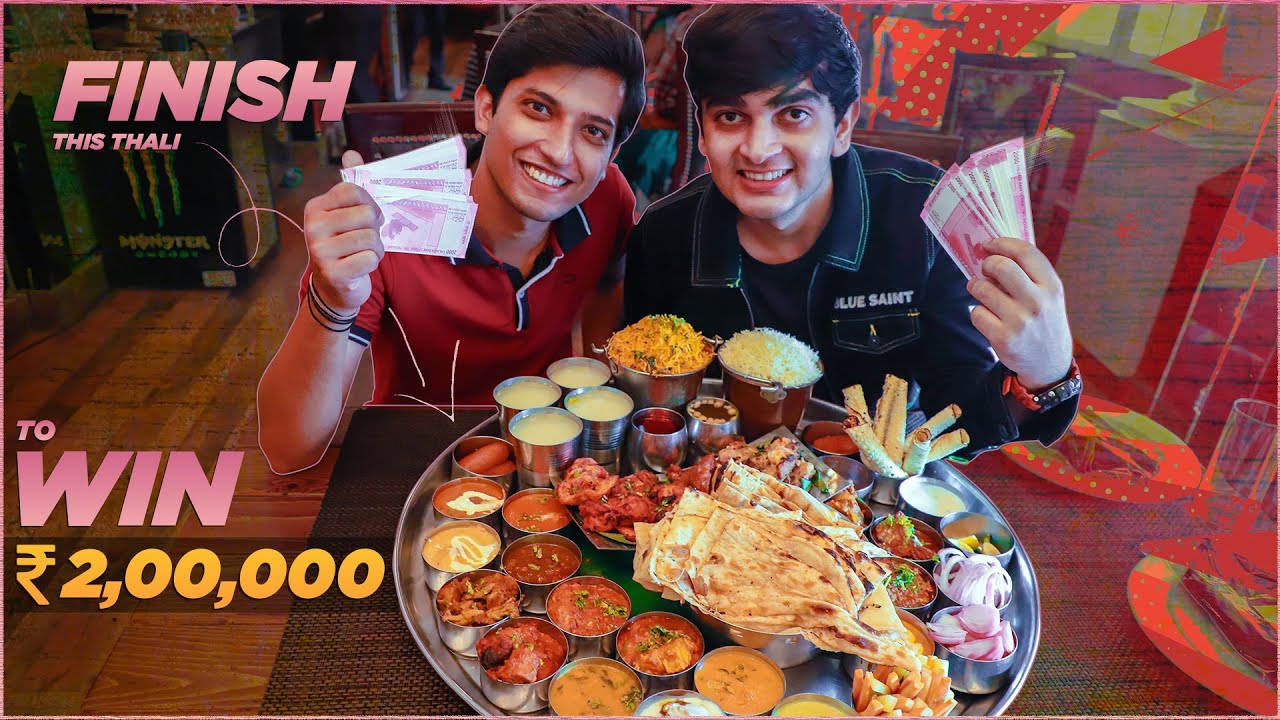 WIN 2 LAKH RUPEES | Finish this Bahubali Thali in 40 minutes 😮😍 Can you?
