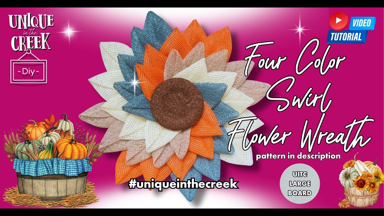 4 Color Swirl Flower Wreath using the Pinwheel Petal #diy #wreathmaking