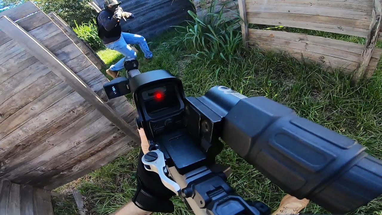 JOGANDO PRA CIMA COM ARMA LONGA + MAGNIFIER ::: GAMEPLAY AIRSOFT  (4FUN)