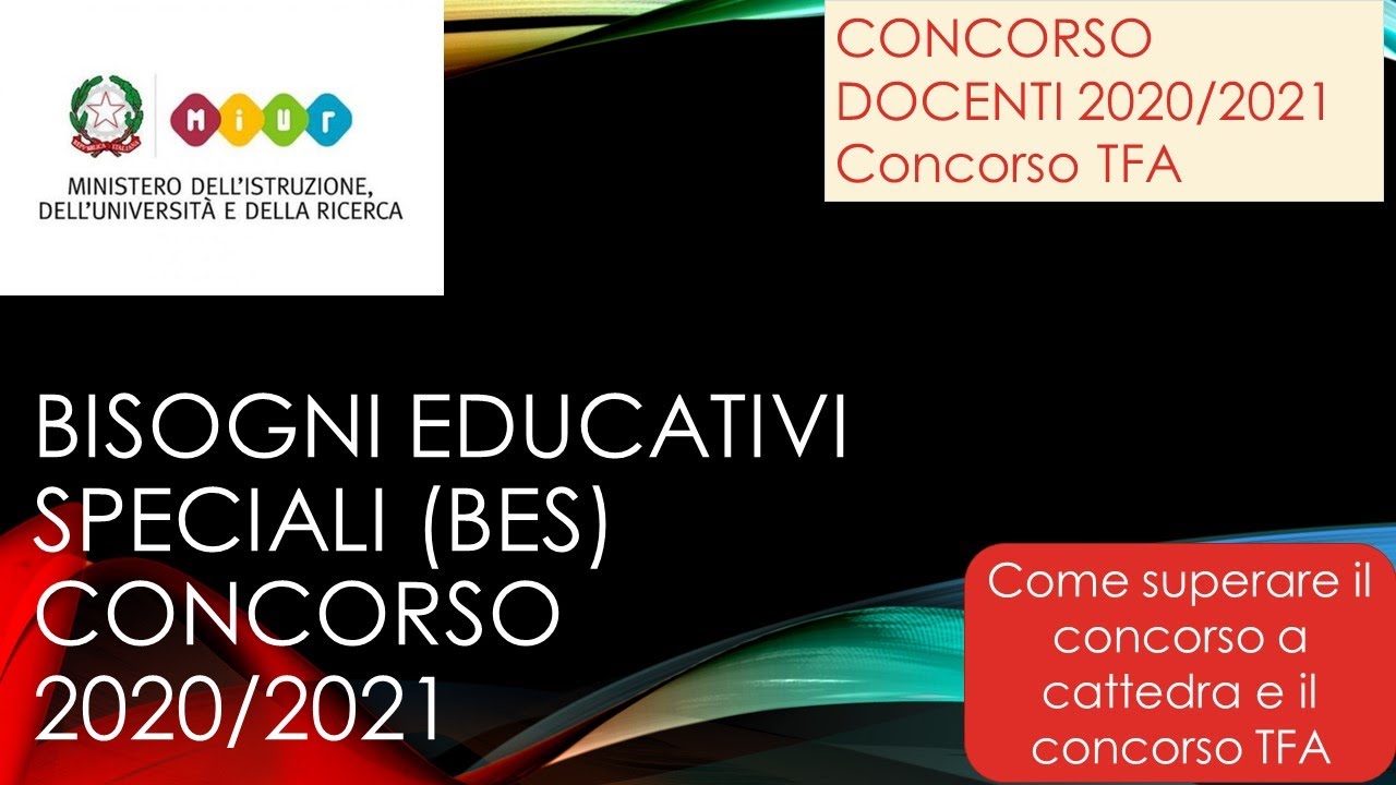 Bisogni Educativi Speciali (BES), CONCORSO 2020/2021