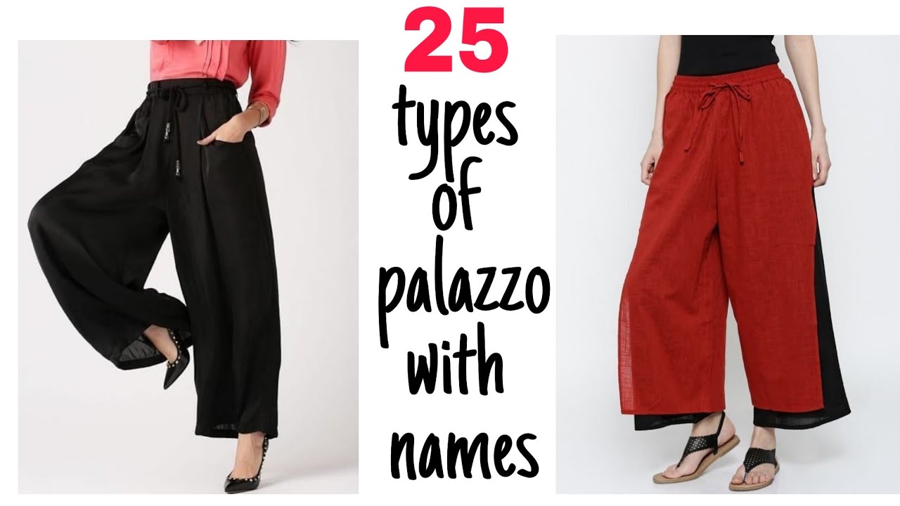 (हिंदी ) 25 Different Types of palazzo with their Names | Womens palazzo  | guide | by Nilisha | ep3