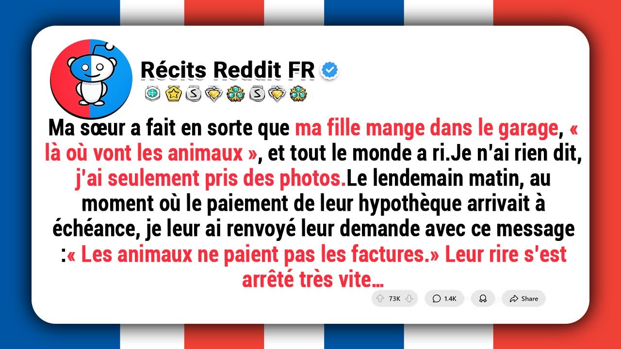 Ma sœur a forcé ma fille à manger dans le garage, « là où vont les animaux », et tout le monde a ri.
