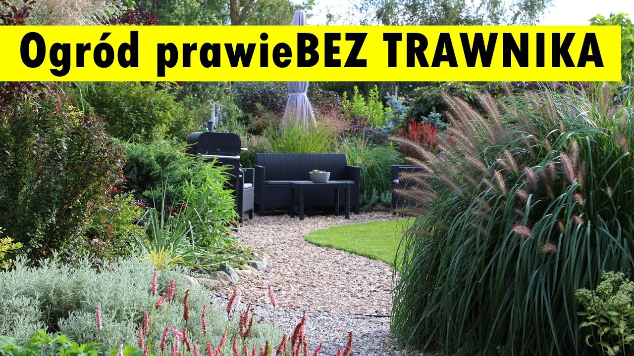 Ogród z kamieniem polnym, prawie BEZ TRAWNIKA