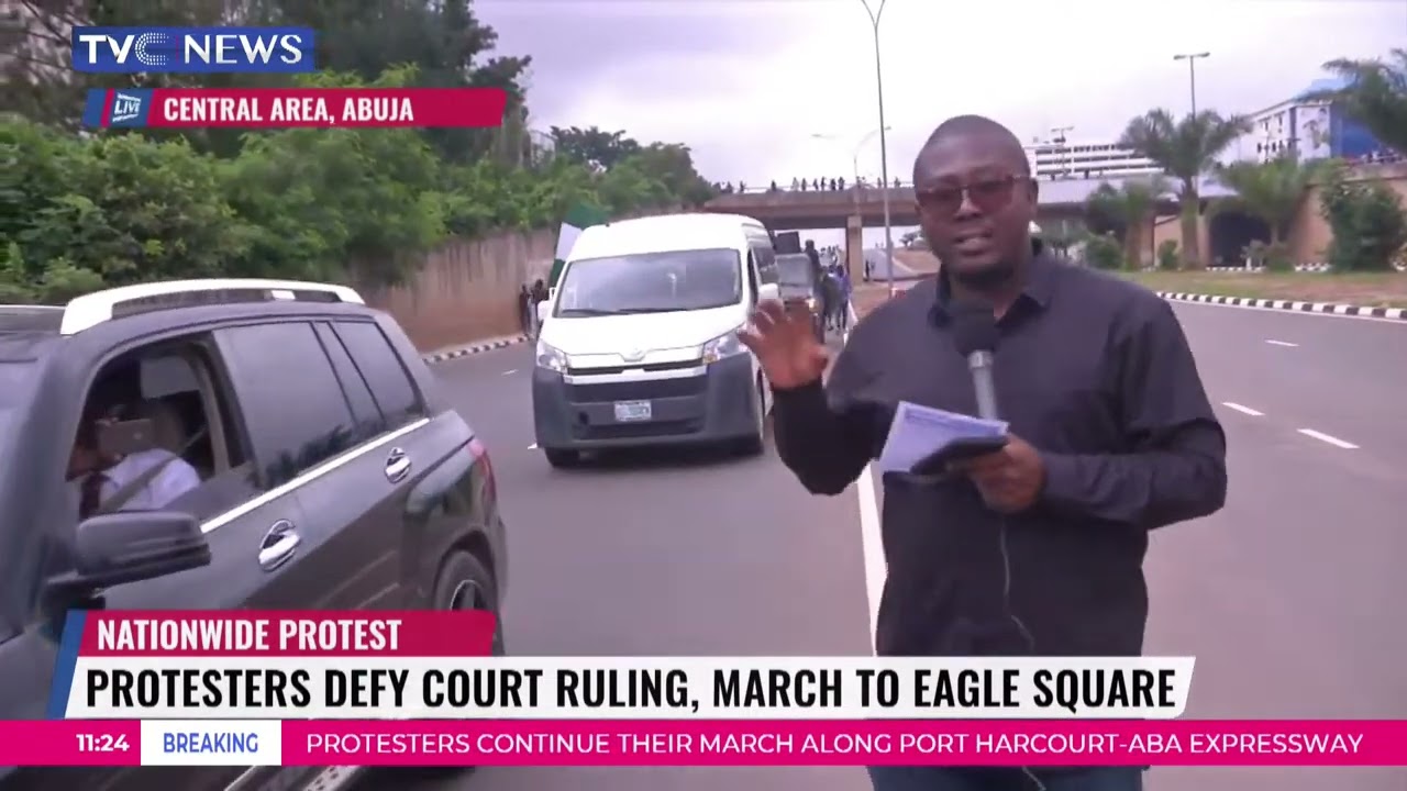 WATCH: Protesters Defy Court Order, March To Eagle Square In Abuja