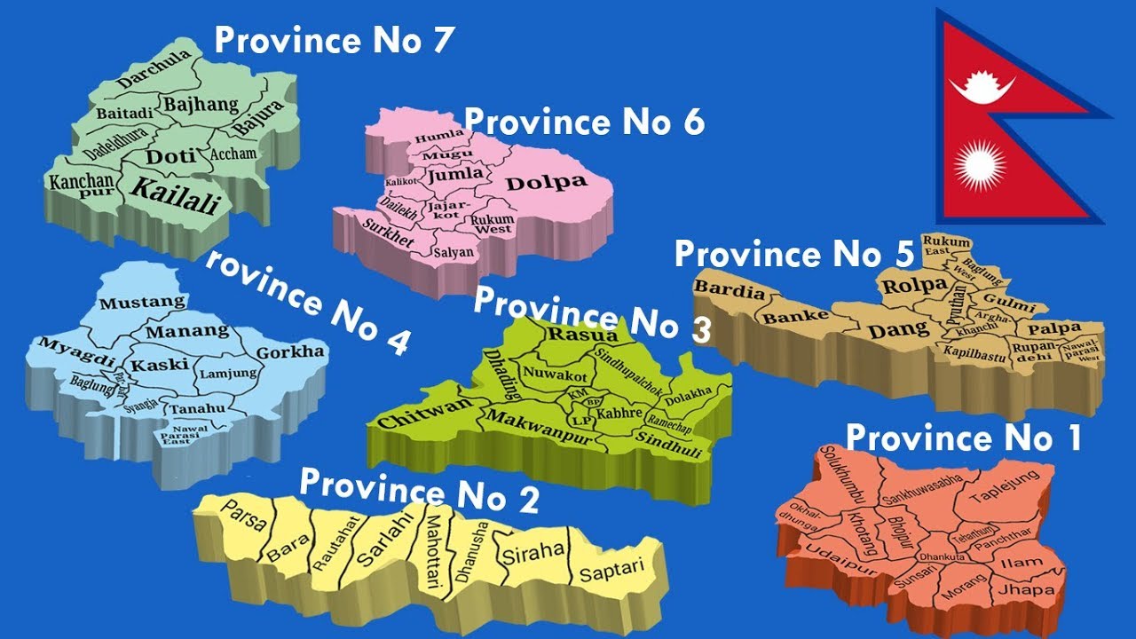 7 state map of Nepal 3D Separate  Separate Full HD