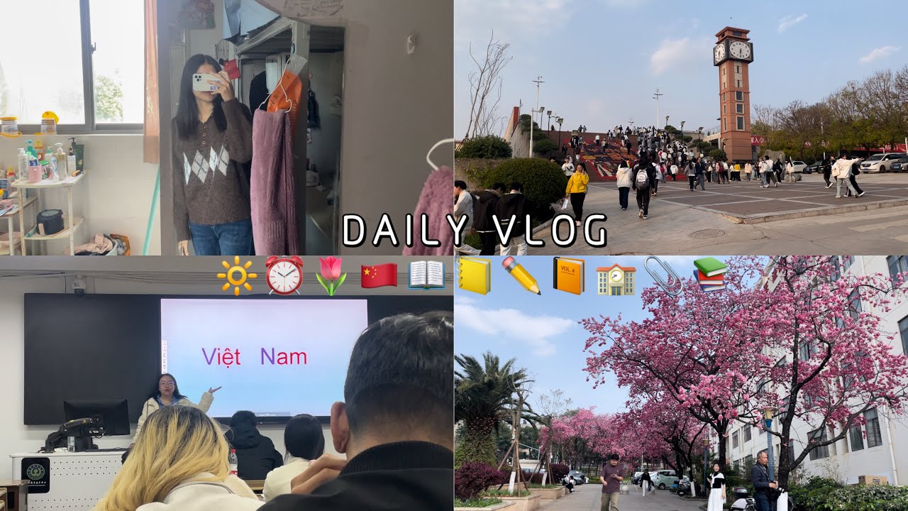 Một ngày của du học sinh ở Trung Quốc 🇨🇳 | Đi học, ăn uống, cuộc sống thường ngày của mình 📚🔆🏫✏️🌙🌷