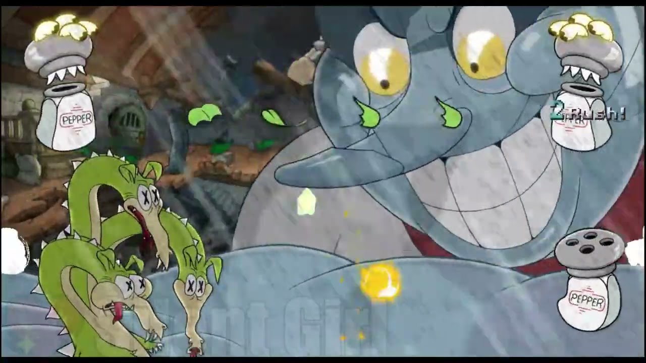 Cuphead & Ms. Chalice vs Grim Matchstick & Chef Saltbaker - Mugen Battle