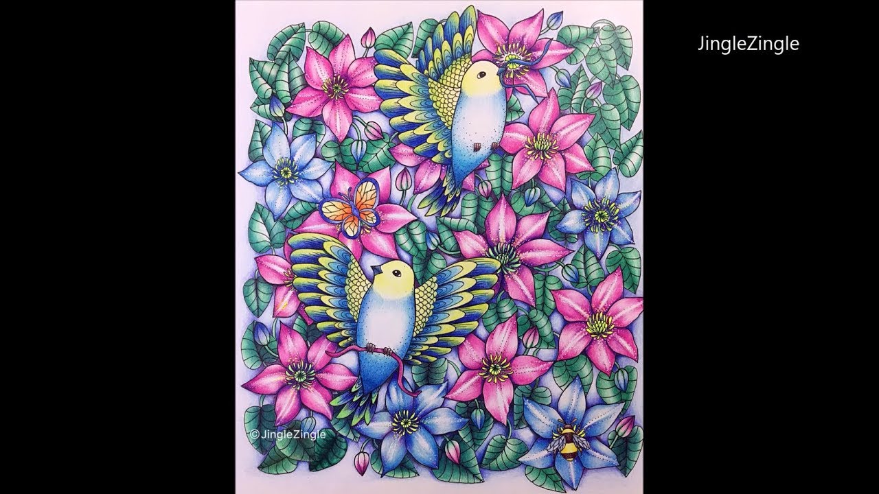 Birds& Flower | Twilight Garden by Maria Trolle | Prismacolor Pencils