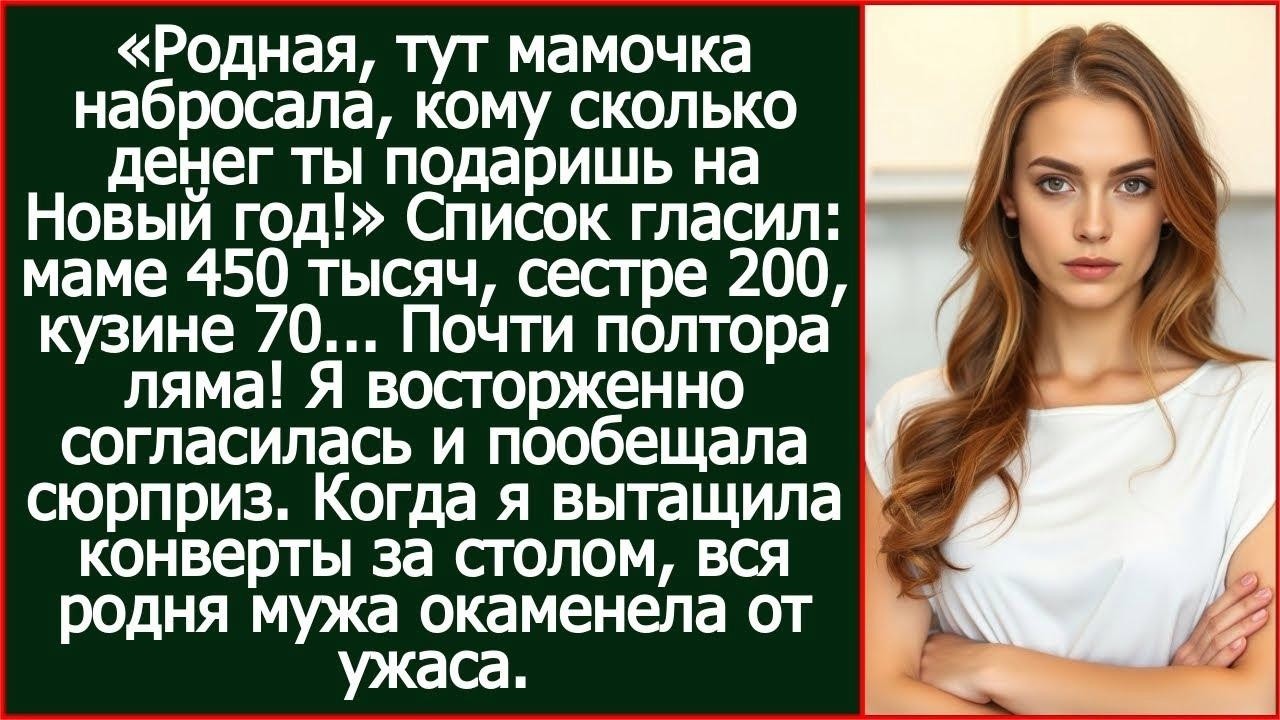Родная, тут мамочка набросала, кому сколько денег ты подаришь на Новый год!