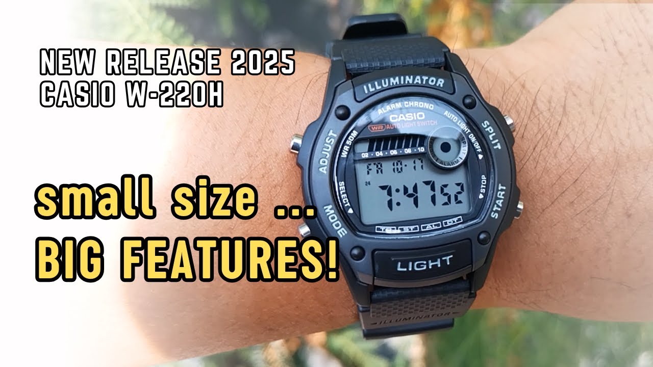 Обзор Casio W-220H (новинка 2025 года) — компактные цифровые часы с автоподсветкой и таймером. W2...