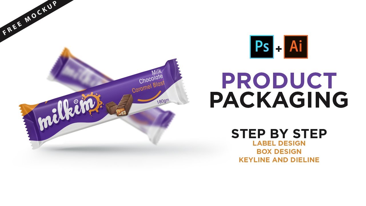 Chocolate Bar Product Packaging Design in illustrator | 3D Label Mockup
