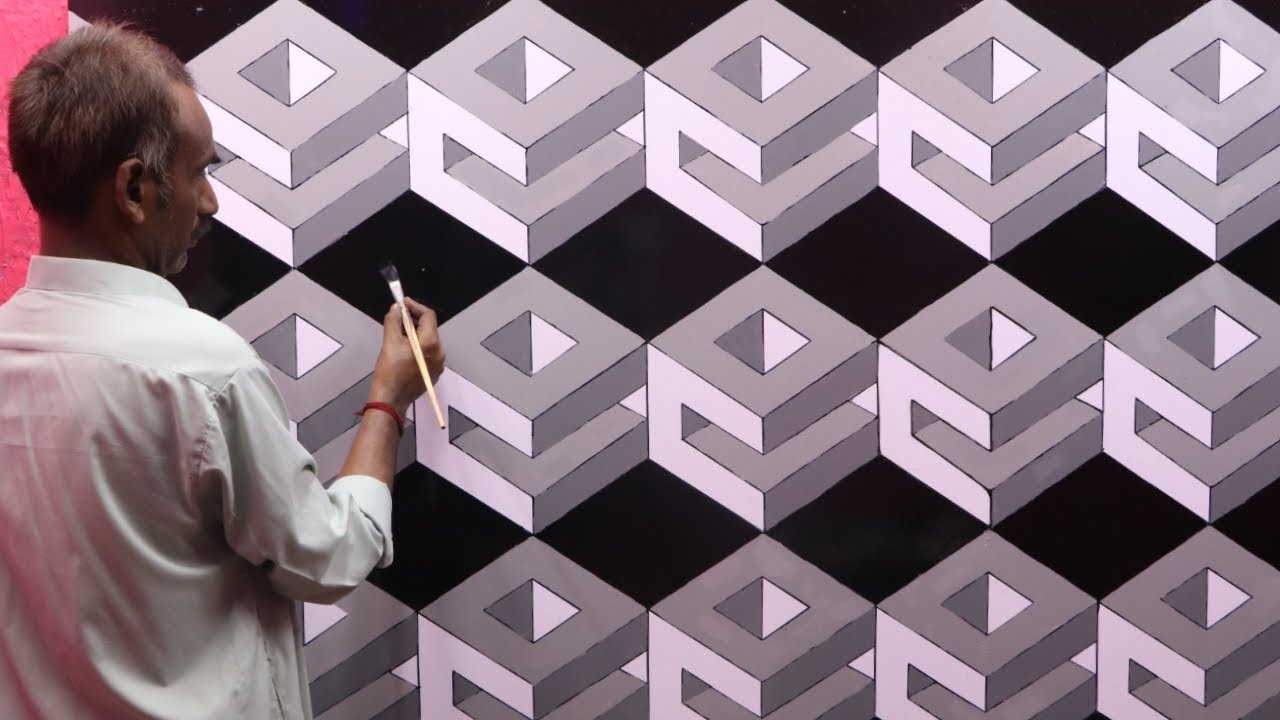 optical illusion 3d wall design | 3d wall painting | 3d wall decoration effect | interior design