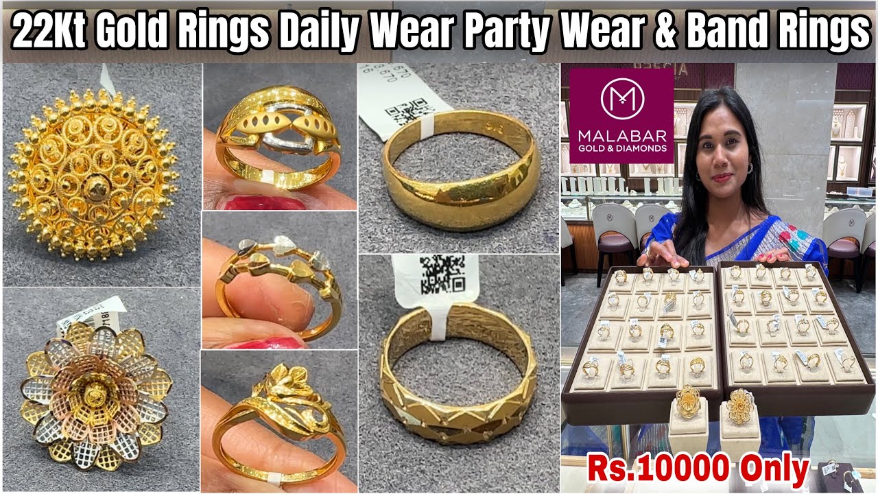 Rs.10K🔥Malabar Gold Ring Designs Daily Wear, Party Wear & Band Rings💕| Gold Ring Designs With Price|