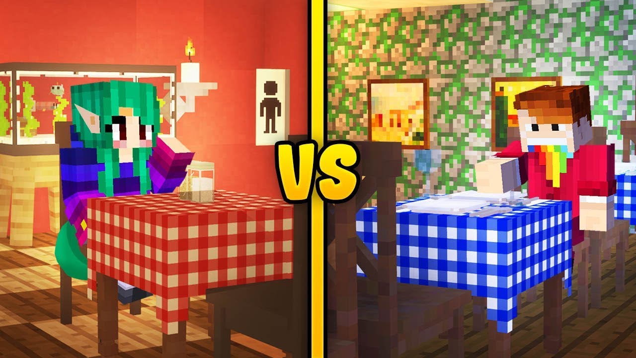 RESTAURACJA DZIEWCZYNY VS RESTAURACJA CHŁOPAKA - Minecraft | CZOKLET VS GAENALI