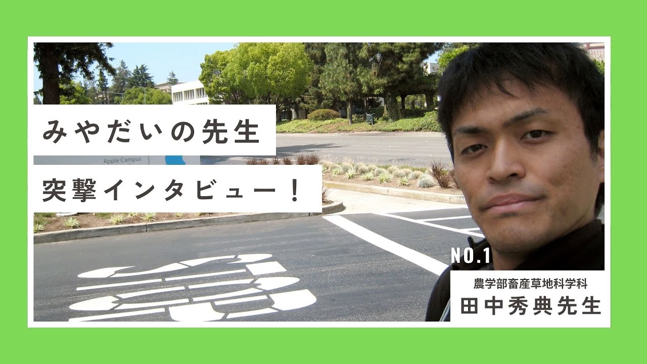みやだいの先生 突撃インタビュー！～田中秀典先生（農学部 畜産草地科学科 草類遺伝資源・育種学分野）～