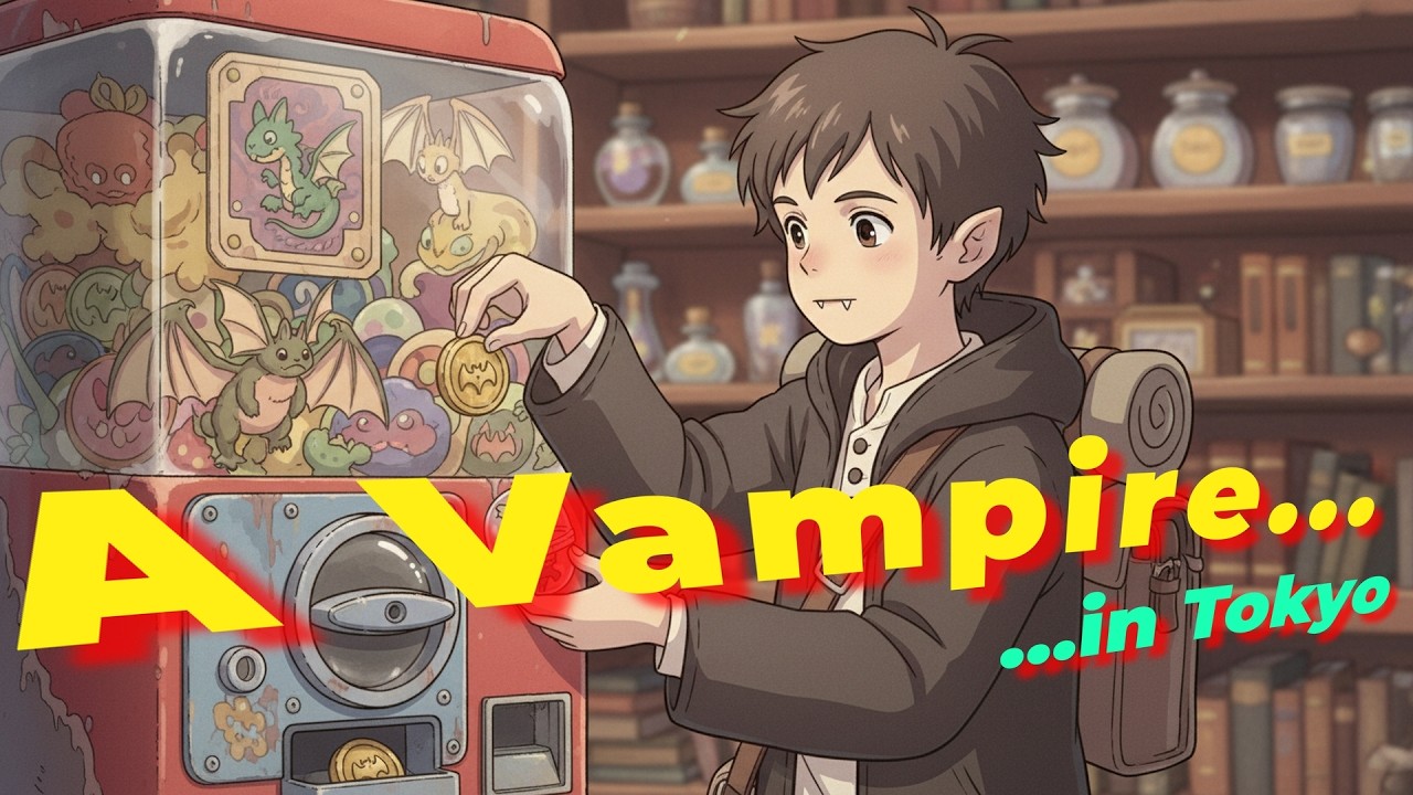 Gentle Vampire Story 🦇 Cozy Tokyo Night Walk | Ghibli Style Animation | Relaxing City ASMR