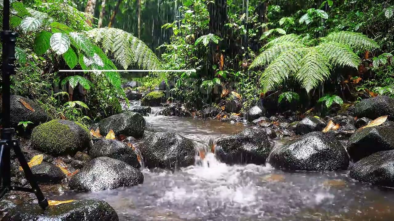 ASMR Tropical Rainforest Stream Vol. 1 | Calm Jungle Rain Sounds | Sleep Relax Meditate (4K)