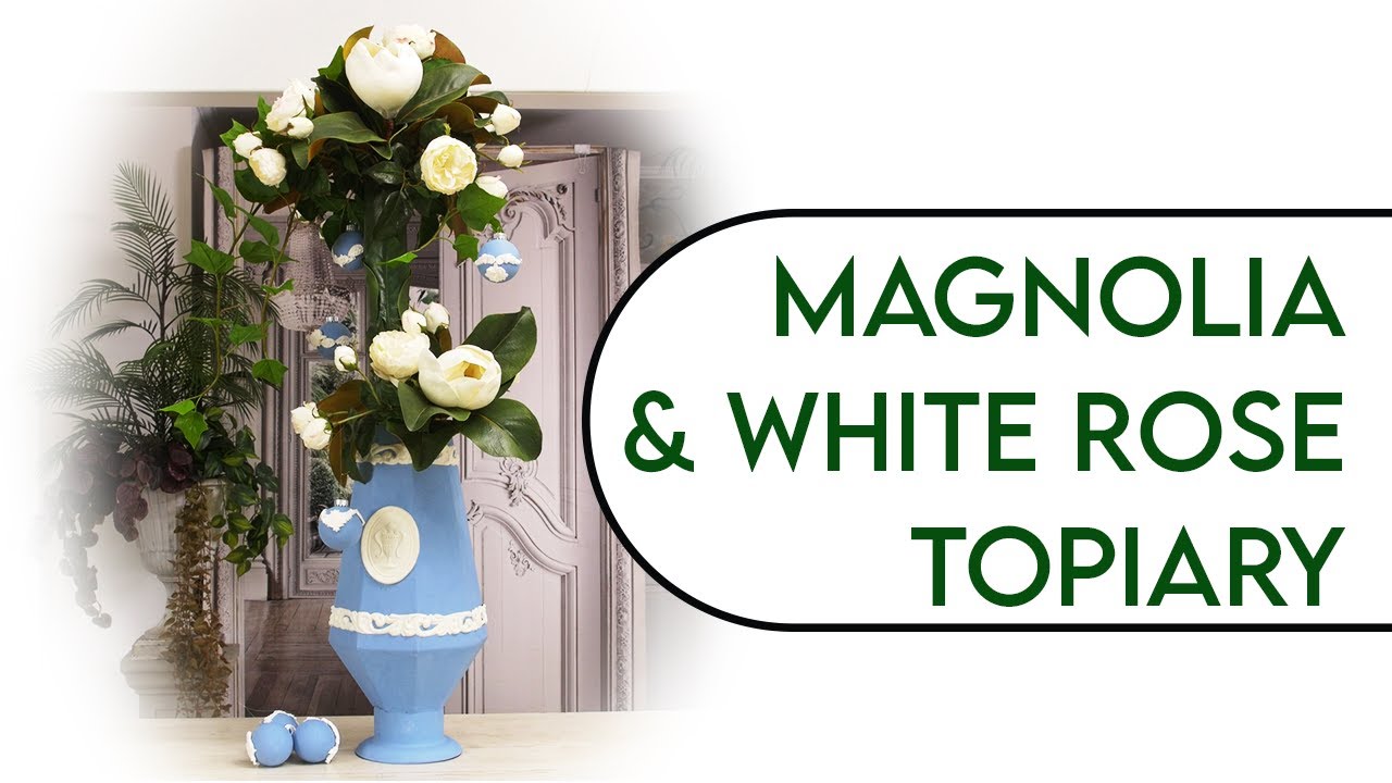 Magnolia & White Rose Christmas Topiary Floristry Design