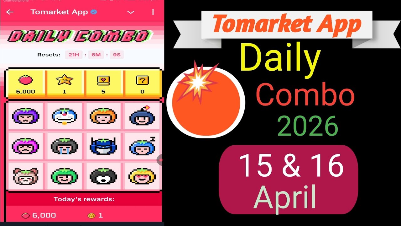 TOMARKET New Update Today | 15 & 16 April  Tomarket Combo Today | New Update To Market |