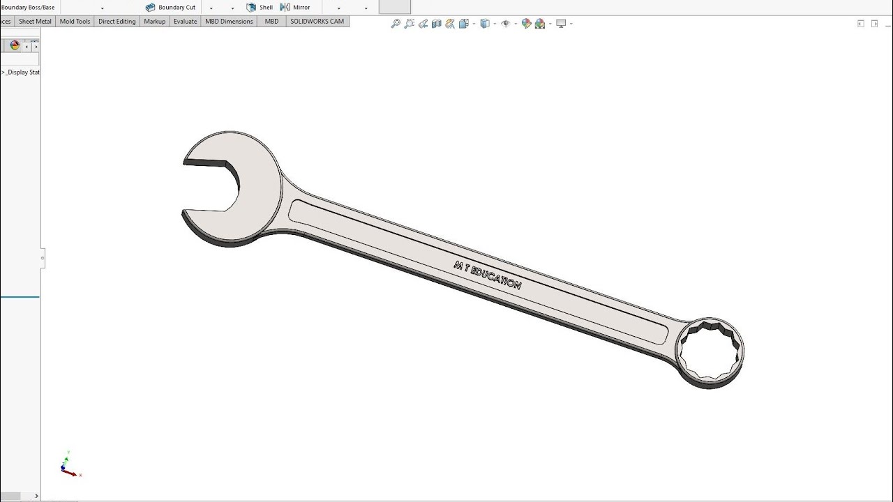 Solidworks Tutorial : Wrench | How to Sketch Combination Spanner in Solidworks | Easily Design