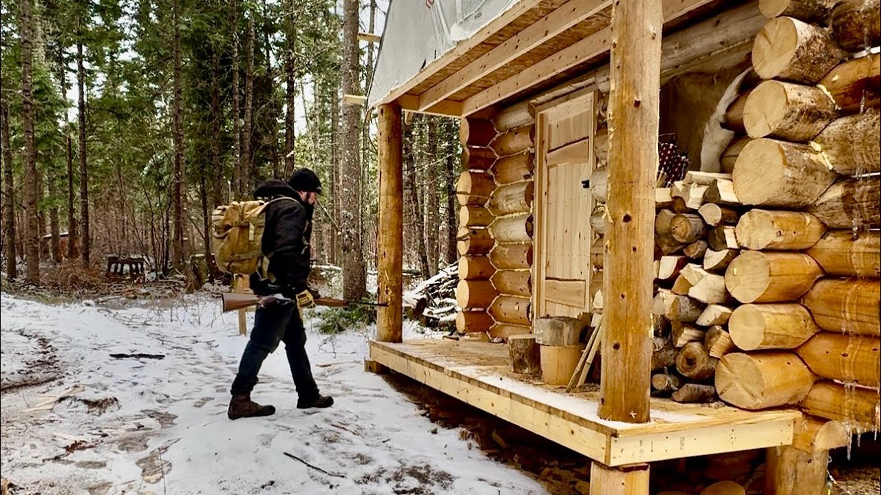 Log Cabin Build on a Off Grid Homestead,Winter Wilderness [EP73] Surviving with Wolves